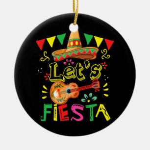 Ornamento De Cerâmica Deixe Fiesta Guitar Cactus Sombrero Cinco México