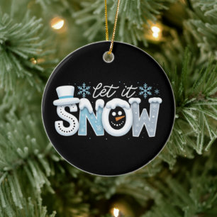 Ornamento De Cerâmica Deixe Nevar Boneco de Neve Flocos de Neve Inverno