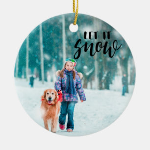 Ornamento De Cerâmica Deixe nevar Feliz Foto de Natal