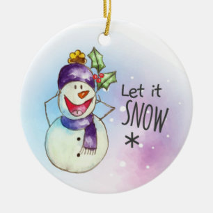 Ornamento De Cerâmica Deixe Snowman nevar
