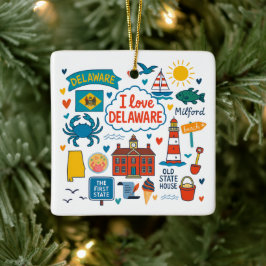 Ornamento De Cerâmica Delaware Custom Family Trip Christmas
