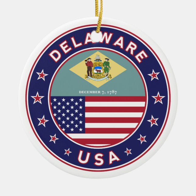 Ornamento De Cerâmica Delaware, Delaware t-shirt, Delaware sticker (Frente)