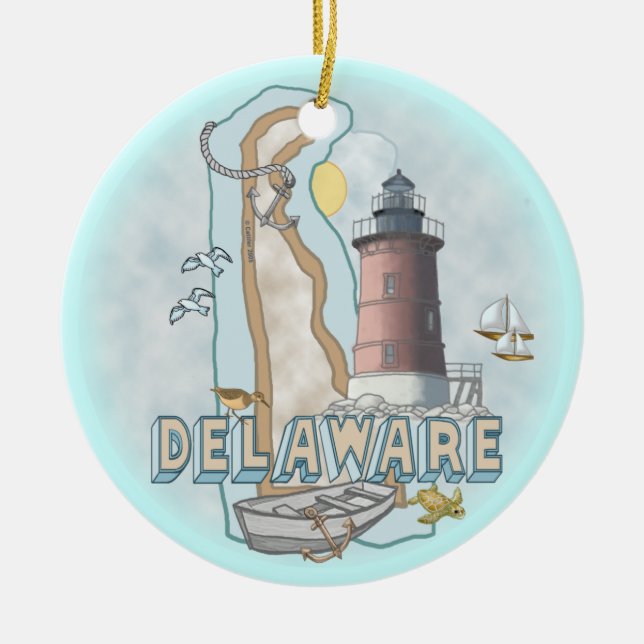 Ornamento De Cerâmica Delaware Lighthouse (Frente)