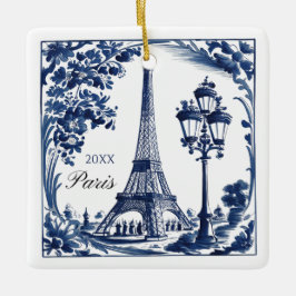 Ornamento De Cerâmica Delft Blue Paris Eiffel Tower