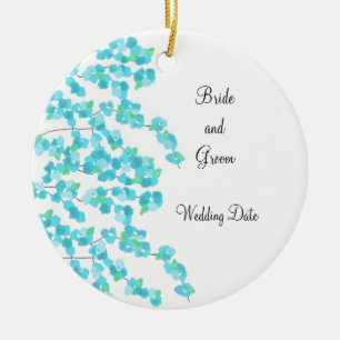 Ornamento De Cerâmica Delicate Blossom Save the Date (aqua)