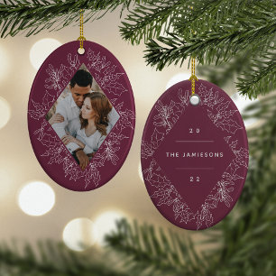 Ornamento De Cerâmica Delicate Holly Imagem Geométrica Elegante