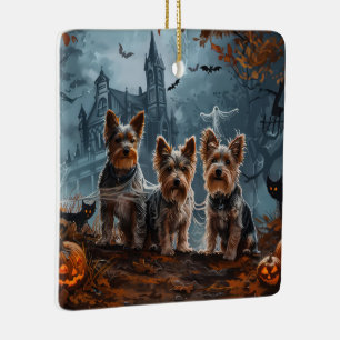Ornamento De Cerâmica Delícia Canina de Halloween do Terrier Australiano