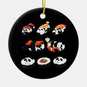 Ornamento De Cerâmica Delicioso Sushi de Panda Fofo Abraço Maki Amante D