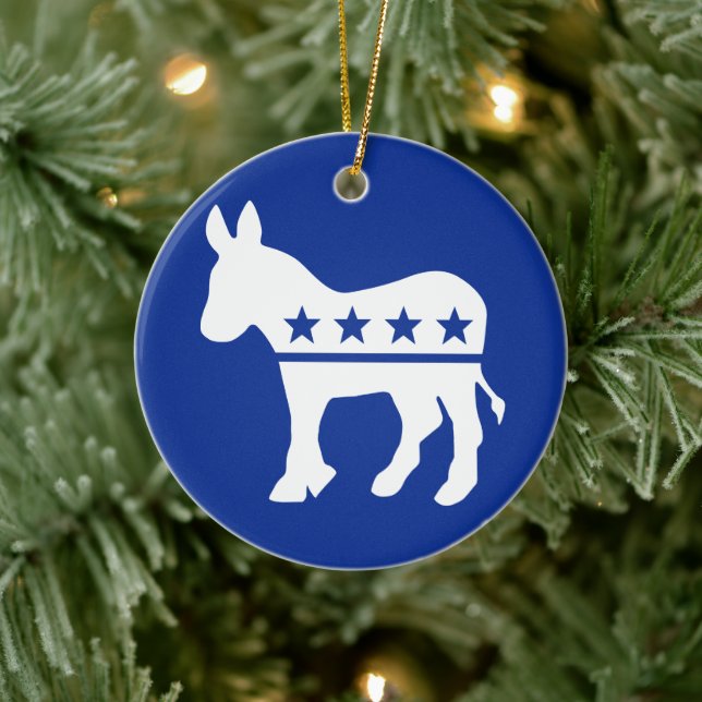 Ornamento De Cerâmica Democrat Donkey Ornament (Árvore)