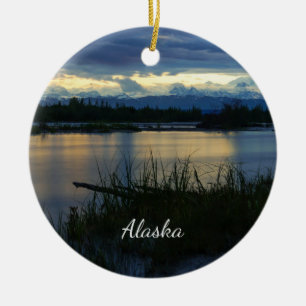 Ornamento De Cerâmica Denali Midnight Sunset Ornament