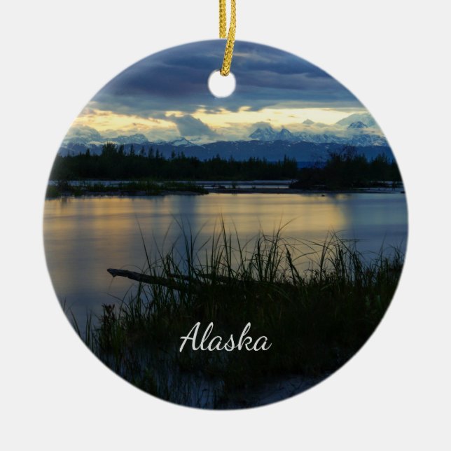 Ornamento De Cerâmica Denali Midnight Sunset Ornament (Frente)