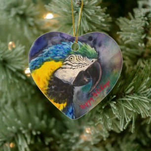 Ornamento De Cerâmica Denominação de arara azul e amarela