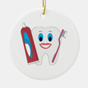 Ornamento De Cerâmica Dente feliz