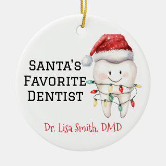 Ornamento De Cerâmica Dentista Favorito de Papais noeis Personalizados
