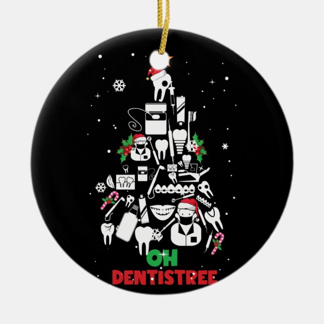 Ornamento De Cerâmica Dentistree Dentist Dental Teeth Árvore de Natal (Frente)
