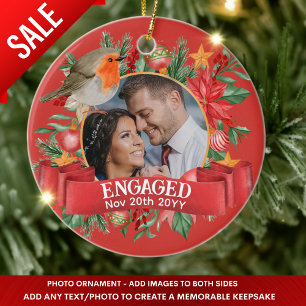 Ornamento De Cerâmica Desdecoração da árvore de imagem vermelha personal