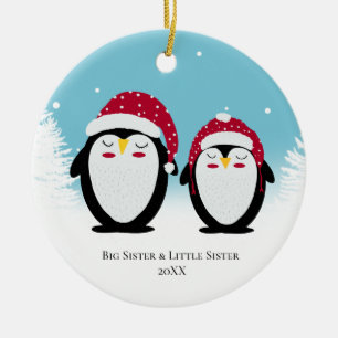 Ornamento De Cerâmica Desdecoração de pinguins da família Irmã de Na