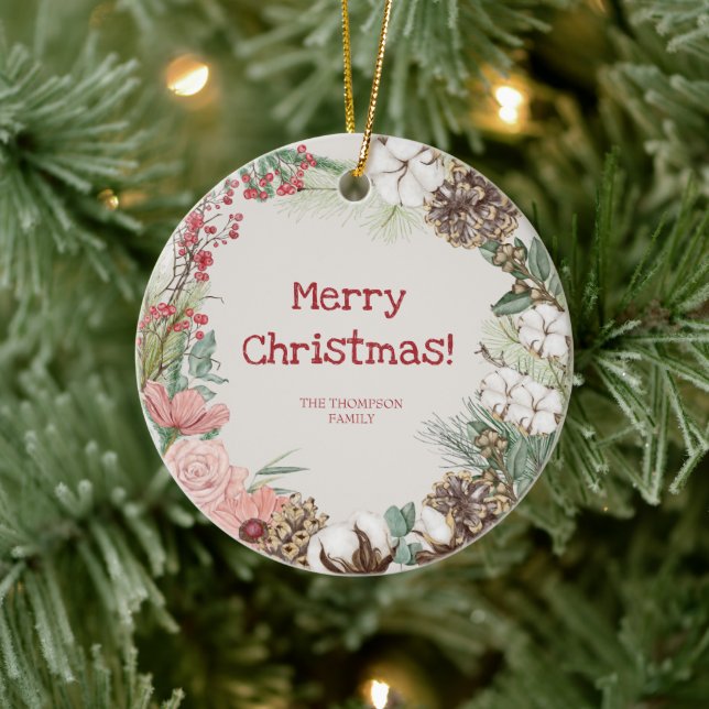 Ornamento De Cerâmica Desejo-vos uma feliz planta de natal Boho (Árvore)