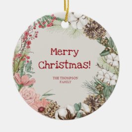 Ornamento De Cerâmica Desejo-vos uma feliz planta de natal Boho