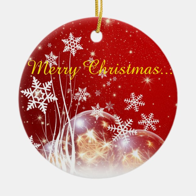 Ornamento De Cerâmica Desejos de Natal (Frente)