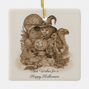 Ornamento De Cerâmica Desejos de um Feliz Halloween