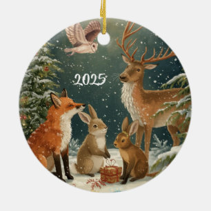 Ornamento De Cerâmica Desejos Quentes de Inverno Animais da Floresta de