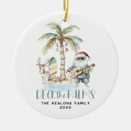 Ornamento De Cerâmica Desembata as palmas | Foto de Natal tropical diver