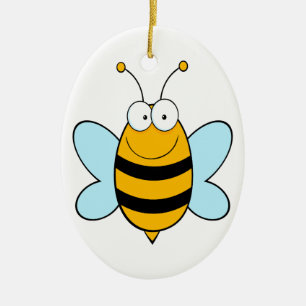 Ornamento De Cerâmica desenho animado de abelha feliz