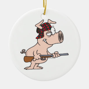 Ornamento De Cerâmica desenho animado de caça a suínos