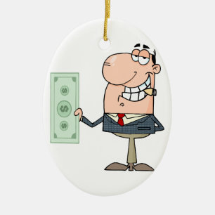 Ornamento De Cerâmica desenho animado de um empresário rico em fome