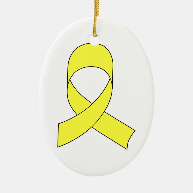 Ornamento De Cerâmica Desenho da Fita Amarela (Frente)