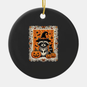 Ornamento De Cerâmica Desenho de Abóbora de Halloween de Guaxinim Assust
