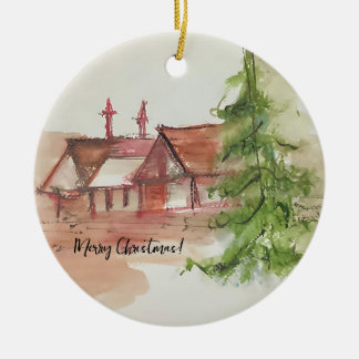 Ornamento De Cerâmica Desenho de aquarela original