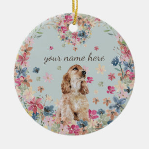 Ornamento De Cerâmica Desenho de cachorro da raça Cocker Spaniel Filhote