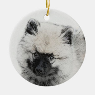 Ornamento De Cerâmica Desenho De Cachorro De Keeshond - Arte De Cachorro