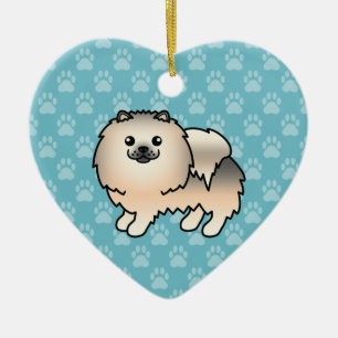 Ornamento De Cerâmica Desenho de Cartoons de Cão Pomeraniano Sable Cream
