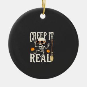 Ornamento De Cerâmica Desenho de Esqueleto Dançante Funny Halloween Cree