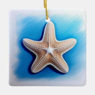 Ornamento De Cerâmica Desenho de Estrela-do-Mar com Giz de Cera