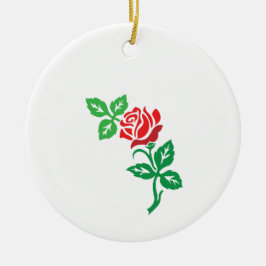 Ornamento De Cerâmica Desenho de Flor de Rosa Vermelha – Beleza Floral C