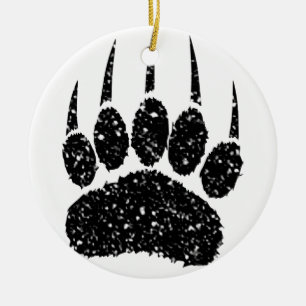 Ornamento De Cerâmica Desenho de Impressão do Urso Minúsculo Preto