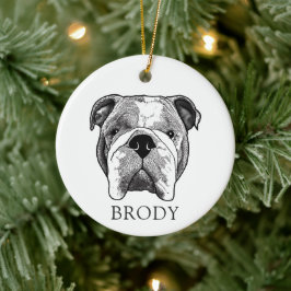 Ornamento De Cerâmica Desenho de Mão de Bulldog Personalizado