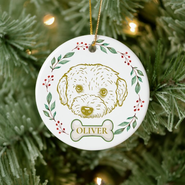 Ornamento De Cerâmica Desenho de Mão Personalizado do Cão Westiepoo (Árvore)