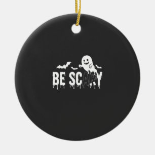 Ornamento De Cerâmica Desenho de Morcego Fantasma de Halloween Assustado