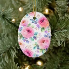 Ornamento De Cerâmica Desenho de nome personalizado Boho floral ao nasce