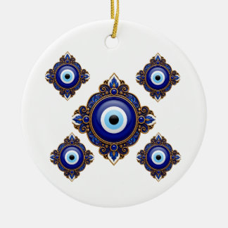 Ornamento De Cerâmica Desenho de Sublimação Olho do Mal Azul Ornamentado
