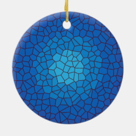 Ornamento De Cerâmica Desenho de Vidro Manchado Azul >Ornamento de Natal