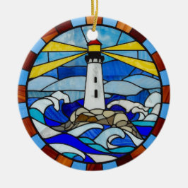 Ornamento De Cerâmica Desenho de Vidro Pintado de Farol