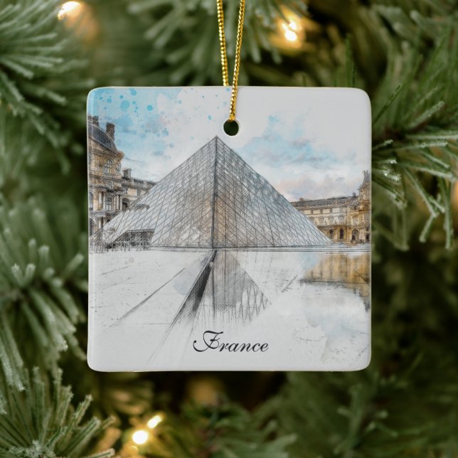 Ornamento De Cerâmica Desenho em aquarela do Louvre Paris, França (Árvore)