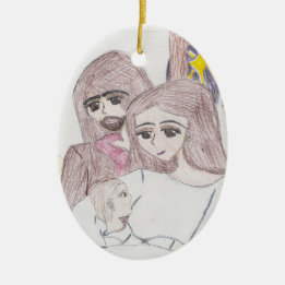 Ornamento De Cerâmica Desenho em Lápis Colorido da Natividade