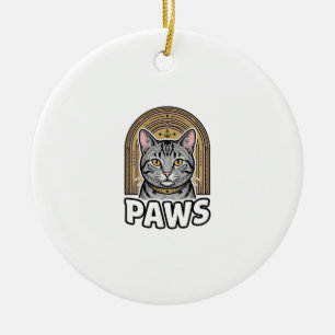 Ornamento De Cerâmica Desenho Gráfico Estilo de Gravura de Patas de Gato